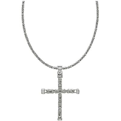 Zeeme Basic Halskette Silber 925 poliert mit Kreuz-Anhänger 55cm lang Königskette 2,2mm breit Silber Einheitsgröße Zeeme Basic Halskette Silber 925 poliert mit Kreuz-Anhänger 55cm lang Königskette 2,2mm breit Silber Einheitsgröße