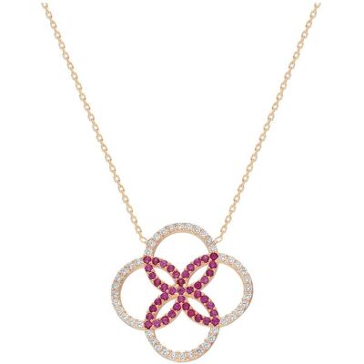 Dkeniz Kette 925 Sterling Silber vergoldet rot Glänzend 42+3cm Zirkonia Weiß Roségold Einheitsgröße Dkeniz Kette 925 Sterling Silber vergoldet rot Glänzend 42+3cm Zirkonia Weiß Roségold Einheitsgröße