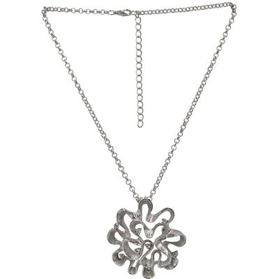 Steuer Modeschmuck Anhänger mit Kette Blüte silberfarben mit 9 Glassteinen Silber Einheitsgröße Steuer Modeschmuck Anhänger mit Kette Blüte silberfarben mit 9 Glassteinen Silber Einheitsgröße