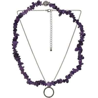 Steuer Modeschmuck Collier Set Amethyst-Splitterkette und Kette mit Anhänger Lila Einheitsgröße Steuer Modeschmuck Collier Set Amethyst-Splitterkette und Kette mit Anhänger Lila Einheitsgröße