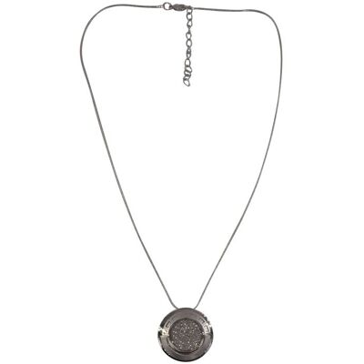 Steuer Modeschmuck Kette Halskette, silberfarben, mit rundem Anhänger Grau Einheitsgröße Steuer Modeschmuck Kette Halskette, silberfarben, mit rundem Anhänger Grau Einheitsgröße
