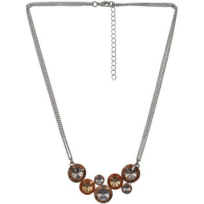 Steuer Modeschmuck Kette Metallcollier Glasstein orange Silber Einheitsgröße Steuer Modeschmuck Kette Metallcollier Glasstein orange Silber Einheitsgröße
