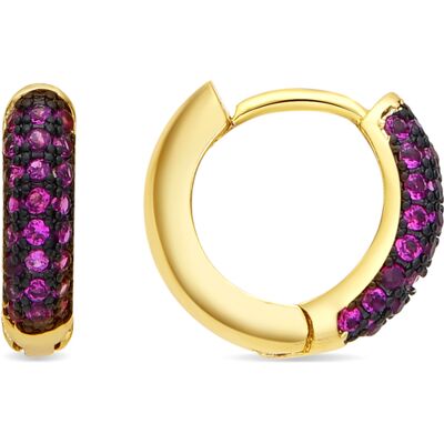 Luxenter Ohrringe mit 9 mm Durchmesser, 18 Karat Gelbgold-Finish und Zirkonia-Rubin – Krax Rot Einheitsgröße Luxenter Ohrringe mit 9 mm Durchmesser, 18 Karat Gelbgold-Finish und Zirkonia-Rubin – Krax Rot Einheitsgröße
