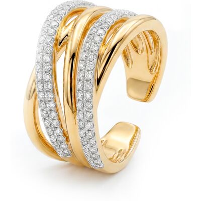 Luxenter-Ring aus brillantem Metall und Zirkonia-Legierung, gefertigt in 18-karat-Gelbgold - Ximara Gold Einheitsgröße Luxenter-Ring aus brillantem Metall und Zirkonia-Legierung, gefertigt in 18-karat-Gelbgold - Ximara Gold Einheitsgröße