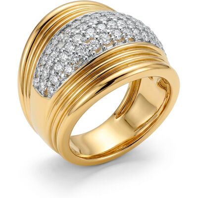Luxenter Ring mit funkelnden Zirkonia-Steinen, 18 Karat Gelbgold-Finish – Lilfu Gold Einheitsgröße Luxenter Ring mit funkelnden Zirkonia-Steinen, 18 Karat Gelbgold-Finish – Lilfu Gold Einheitsgröße
