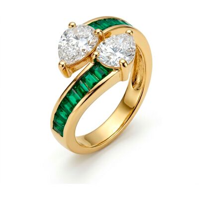 Luxenter Emerald Zirconia Ring in 18 karat Gelbgold - Darbia Grün Einheitsgröße Luxenter Emerald Zirconia Ring in 18 karat Gelbgold - Darbia Grün Einheitsgröße