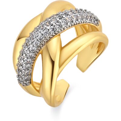 Luxenter Brilliant Metal and Zirconia Alloy Ring mit 18-karat-Gelbgold - Prukah Gold Einheitsgröße Luxenter Brilliant Metal and Zirconia Alloy Ring mit 18-karat-Gelbgold - Prukah Gold Einheitsgröße