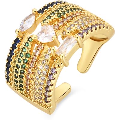 Luxenter-Ring aus Metalllegierung und mehrfarbigem Zirkonia, gefertigt in 18-karat-Gelbgold – Thihsak Mehrfarben Einheitsgröße Luxenter-Ring aus Metalllegierung und mehrfarbigem Zirkonia, gefertigt in 18-karat-Gelbgold – Thihsak Mehrfarben Einheitsgröße