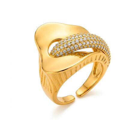 Luxenter Ring mit Brillantstrass in 18 Karat Gelbgold – Lefri Gold Einheitsgröße Luxenter Ring mit Brillantstrass in 18 Karat Gelbgold – Lefri Gold Einheitsgröße