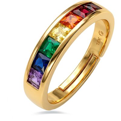 Luxenter Multicolor Zirconia Ring mit 18-karat-Gelbgold - Kasee Mehrfarben Einheitsgröße Luxenter Multicolor Zirconia Ring mit 18-karat-Gelbgold - Kasee Mehrfarben Einheitsgröße