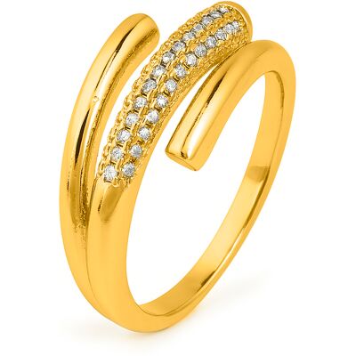 Luxenter Ring mit Zirkonia, 18 Karat Gelbgold-Finish – Jedrac Gold Einheitsgröße Luxenter Ring mit Zirkonia, 18 Karat Gelbgold-Finish – Jedrac Gold Einheitsgröße