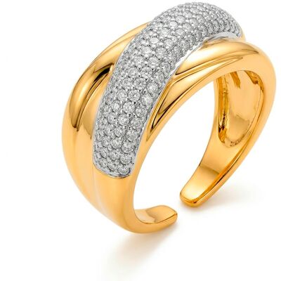 Luxenter Ring mit funkelndem Zirkonia, 18 Karat Gelbgold-Finish – Samoi Gold Einheitsgröße Luxenter Ring mit funkelndem Zirkonia, 18 Karat Gelbgold-Finish – Samoi Gold Einheitsgröße