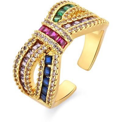 Luxenter-Ring aus Metalllegierung und mehrfarbigem Zirkonia, gefertigt in 18-karat-Gelbgold - Alnis Mehrfarben Einheitsgröße Luxenter-Ring aus Metalllegierung und mehrfarbigem Zirkonia, gefertigt in 18-karat-Gelbgold - Alnis Mehrfarben Einheitsgröße