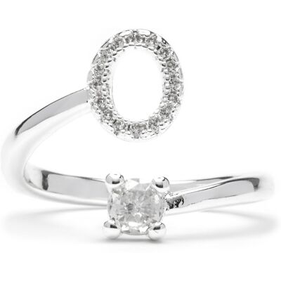 Luxenter-Ring mit brillantem Zirkonia-Silber-Finish – Alphabet Silber Einheitsgröße Luxenter-Ring mit brillantem Zirkonia-Silber-Finish – Alphabet Silber Einheitsgröße