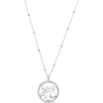 Luxenter 925 Sterlingsilber und Brilliant Zirconia Halskette mit Rhodium-Finish – Mama Silber Einheitsgröße Luxenter 925 Sterlingsilber und Brilliant Zirconia Halskette mit Rhodium-Finish – Mama Silber Einheitsgröße