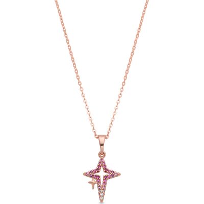 Luxenter-Halskette aus Metalllegierung und Rubinzirkonia, abgeschlossen in 18-karat-Roségold – Kailial Rot Einheitsgröße Luxenter-Halskette aus Metalllegierung und Rubinzirkonia, abgeschlossen in 18-karat-Roségold – Kailial Rot Einheitsgröße