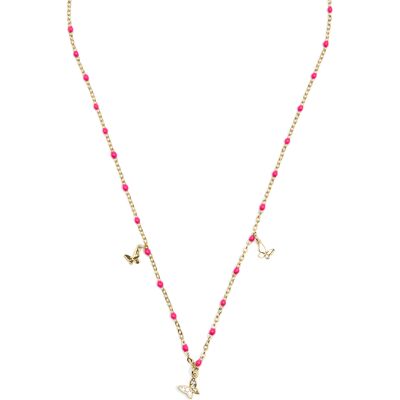 Luxenter 925 Sterlingsilber und rosa lackierte Halskette mit 18 Karat Gelbgold - Zumre Rosa Einheitsgröße Luxenter 925 Sterlingsilber und rosa lackierte Halskette mit 18 Karat Gelbgold - Zumre Rosa Einheitsgröße