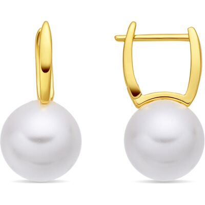 Luxenter Ohrringe mit weißen Perlen, 18 Karat Gelbgold-Finish – Dical Gold Einheitsgröße Luxenter Ohrringe mit weißen Perlen, 18 Karat Gelbgold-Finish – Dical Gold Einheitsgröße