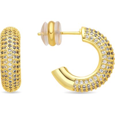 Luxenter Ohrringe mit 18 Karat Gelbgold-Finish und funkelnden Zirkonia-Steinen – Niras Gold Einheitsgröße Luxenter Ohrringe mit 18 Karat Gelbgold-Finish und funkelnden Zirkonia-Steinen – Niras Gold Einheitsgröße