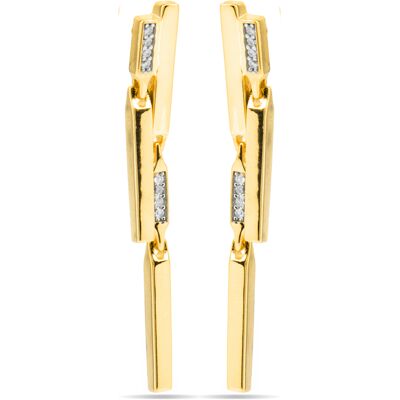 Luxenter Ohrringe aus 925er Sterlingsilber mit Zirkonia, 18 Karat Gelbgold-Finish – Onca Gold Einheitsgröße Luxenter Ohrringe aus 925er Sterlingsilber mit Zirkonia, 18 Karat Gelbgold-Finish – Onca Gold Einheitsgröße