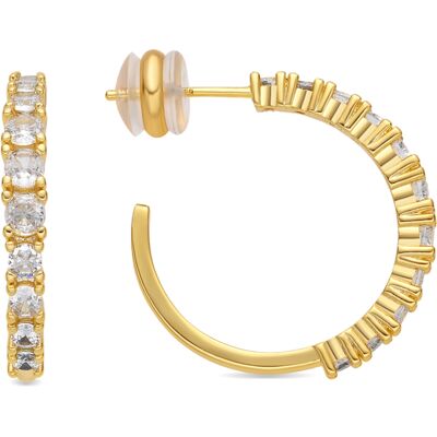 Luxenter Ohrringe mit 18 Karat Gelbgold-Finish und Brillanz-Zirkonia – Remil Gold Einheitsgröße Luxenter Ohrringe mit 18 Karat Gelbgold-Finish und Brillanz-Zirkonia – Remil Gold Einheitsgröße