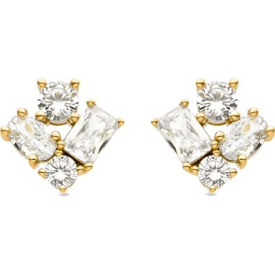 Luxenter Ohrringe aus 925er Sterlingsilber mit funkelnden Zirkonia-Steinen, 18 Karat Gelbgold-Finish – Gromzia Gold Einheitsgröße Luxenter Ohrringe aus 925er Sterlingsilber mit funkelnden Zirkonia-Steinen, 18 Karat Gelbgold-Finish – Gromzia Gold Einheitsgröße