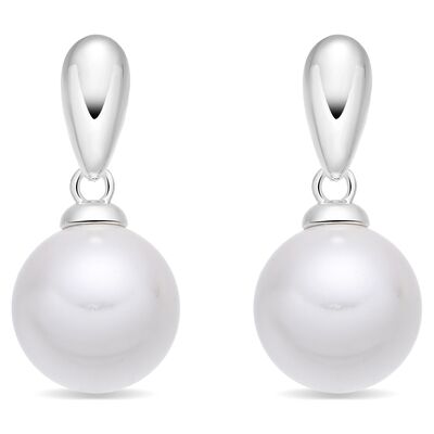 Luxenter White Pearl Ohrringe mit silberner Oberfläche – Mobe Silber Einheitsgröße Luxenter White Pearl Ohrringe mit silberner Oberfläche – Mobe Silber Einheitsgröße
