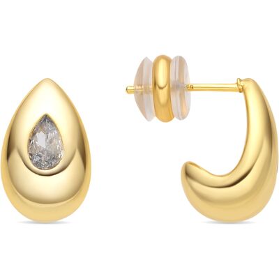 Luxenter Ohrringe mit 18 Karat Gelbgold-Finish und funkelnden Zirkonia-Steinen – Garai Gold Einheitsgröße Luxenter Ohrringe mit 18 Karat Gelbgold-Finish und funkelnden Zirkonia-Steinen – Garai Gold Einheitsgröße