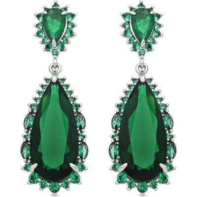 Luxenter Emerald Zirconia Metalllegierungs-Ohrringe mit Rhodium-Finish – Cakrolm Grün Einheitsgröße Luxenter Emerald Zirconia Metalllegierungs-Ohrringe mit Rhodium-Finish – Cakrolm Grün Einheitsgröße