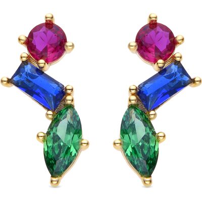 Luxenter 925 Sterlingsilber und mehrfarbige Zirkonia-Ohrringe aus 18-karat-Gelbgold - Shion Mehrfarben Einheitsgröße Luxenter 925 Sterlingsilber und mehrfarbige Zirkonia-Ohrringe aus 18-karat-Gelbgold - Shion Mehrfarben Einheitsgröße