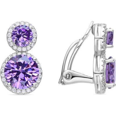 Luxenter 925 Sterlingsilber- und Amethyst-Zirkonia-Ohrringe in Rhodium - Pruka Violett Einheitsgröße Luxenter 925 Sterlingsilber- und Amethyst-Zirkonia-Ohrringe in Rhodium - Pruka Violett Einheitsgröße