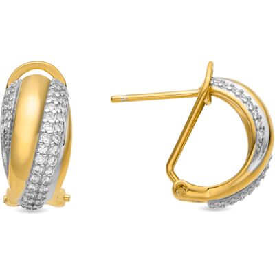 Luxenter Ohrringe aus 925er Sterlingsilber und Zirkonia, 18 Karat Gelbgold-Finish – Musi Gold Einheitsgröße Luxenter Ohrringe aus 925er Sterlingsilber und Zirkonia, 18 Karat Gelbgold-Finish – Musi Gold Einheitsgröße