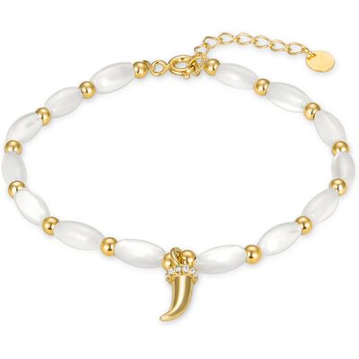 Luxenter Sterling Silber 925 Armband mit weißem Perlmutt in 18K Gelbgold - Syme Gold Einheitsgröße Luxenter Sterling Silber 925 Armband mit weißem Perlmutt in 18K Gelbgold - Syme Gold Einheitsgröße