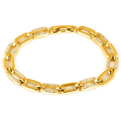 Luxenter Armband mit funkelnden Zirkonia-Steinen, 18 Karat Gelbgold-Finish – Asgoth Gold Einheitsgröße Luxenter Armband mit funkelnden Zirkonia-Steinen, 18 Karat Gelbgold-Finish – Asgoth Gold Einheitsgröße
