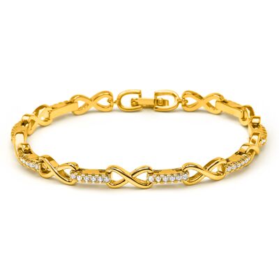 Luxenter Armband mit funkelnden Zirkonia-Steinen, 18 Karat Gelbgold-Finish – Raak Gold Einheitsgröße Luxenter Armband mit funkelnden Zirkonia-Steinen, 18 Karat Gelbgold-Finish – Raak Gold Einheitsgröße