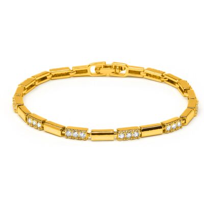 Luxenter Armband aus funkelnden Zirkonia mit 18 Karat Gelbgold-Finish – Tavli Gold Einheitsgröße Luxenter Armband aus funkelnden Zirkonia mit 18 Karat Gelbgold-Finish – Tavli Gold Einheitsgröße