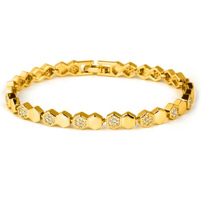 Luxenter Armband mit funkelnden Zirkonia-Steinen, 18 Karat Gelbgold-Finish – Lyth Gold Einheitsgröße Luxenter Armband mit funkelnden Zirkonia-Steinen, 18 Karat Gelbgold-Finish – Lyth Gold Einheitsgröße