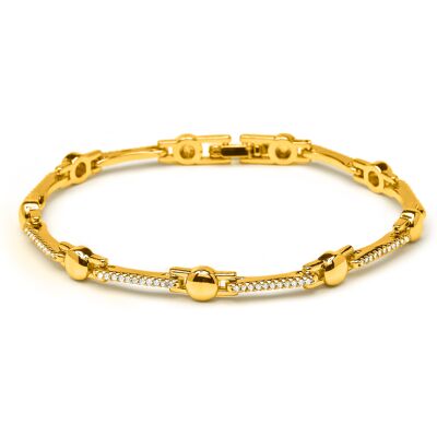 Luxenter Armband mit funkelnden Zirkonia-Steinen, 18 Karat Gelbgold-Finish – Rarix Gold Einheitsgröße Luxenter Armband mit funkelnden Zirkonia-Steinen, 18 Karat Gelbgold-Finish – Rarix Gold Einheitsgröße