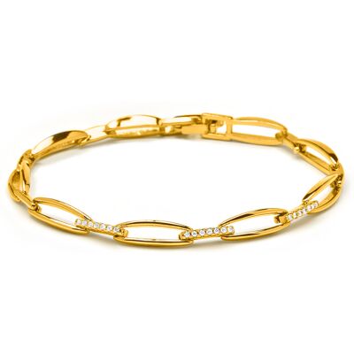 Luxenter Armband mit funkelnden Zirkonia-Steinen, 18 Karat Gelbgold-Finish – Thylo Gold Einheitsgröße Luxenter Armband mit funkelnden Zirkonia-Steinen, 18 Karat Gelbgold-Finish – Thylo Gold Einheitsgröße