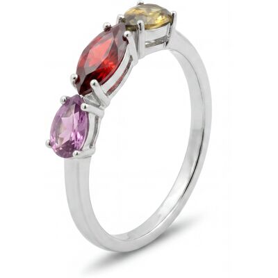 Luxenter-Ring aus Metalllegierung und mehrfarbigem Zirkonium, verarbeitet mit Rhodium - Prazma Mehrfarben P 1/2 Luxenter-Ring aus Metalllegierung und mehrfarbigem Zirkonium, verarbeitet mit Rhodium - Prazma Mehrfarben P 1/2