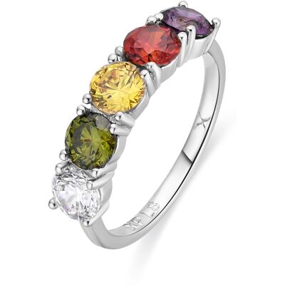 Luxenter-Ring aus Metalllegierung und mehrfarbigem Zirkonia mit Rhodium - Mund Mehrfarben M Luxenter-Ring aus Metalllegierung und mehrfarbigem Zirkonia mit Rhodium - Mund Mehrfarben M