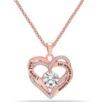 Bibei Damen Doppelherz Halskette aus Roségold mit Zirkonia „Ich liebe dich“ Sterlingsilber 925 BICLL034 Rosa Einheitsgröße Bibei Damen Doppelherz Halskette aus Roségold mit Zirkonia „Ich liebe dich“ Sterlingsilber 925 BICLL034 Rosa Einheitsgröße