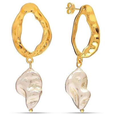 Bibei Frauen Ohrringe mit Barockperle aus 925 Sterling Silber BIPE067 Gold Einheitsgröße Bibei Frauen Ohrringe mit Barockperle aus 925 Sterling Silber BIPE067 Gold Einheitsgröße
