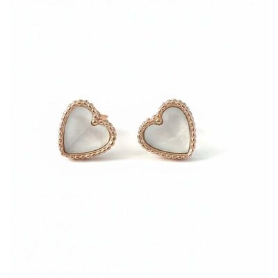 Bibei Damen Herz Ohrringe aus Roségold mit Perlmutt 925 Sterling Silber BIPE047 Gold Einheitsgröße Bibei Damen Herz Ohrringe aus Roségold mit Perlmutt 925 Sterling Silber BIPE047 Gold Einheitsgröße