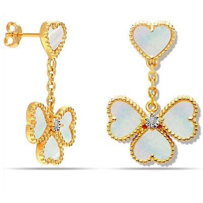 Bibei Damen Ohrringe Blume aus Perlmutt und Zirkonia mit Vergoldung 925 Sterling Silber BIPE003 Gold Einheitsgröße Bibei Damen Ohrringe Blume aus Perlmutt und Zirkonia mit Vergoldung 925 Sterling Silber BIPE003 Gold Einheitsgröße