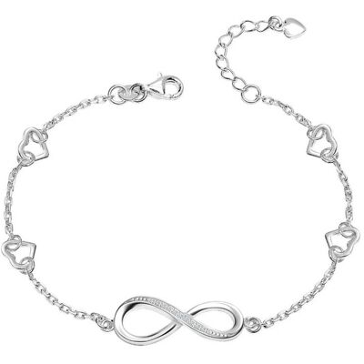 Bibei Verstellbares Damenarmband mit Unendlichkeit-Herzanhängern aus 925 Sterling Silber BIPU011 Silber Einheitsgröße Bibei Verstellbares Damenarmband mit Unendlichkeit-Herzanhängern aus 925 Sterling Silber BIPU011 Silber Einheitsgröße