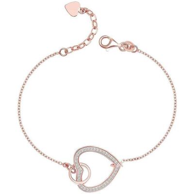 Bibei Damenarmband aus 925er Sterlingsilber mit rosévergoldeter Oberfläche und Herz mit Zirkonia BIPU019 Rosa Einheitsgröße Bibei Damenarmband aus 925er Sterlingsilber mit rosévergoldeter Oberfläche und Herz mit Zirkonia BIPU019 Rosa Einheitsgröße