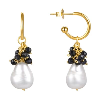 Luxenter Sterling Silber 925 Ohrringe mit schwarzem Kristall in 18K Gelbgold - Sahme Schwarz Einheitsgröße Luxenter Sterling Silber 925 Ohrringe mit schwarzem Kristall in 18K Gelbgold - Sahme Schwarz Einheitsgröße