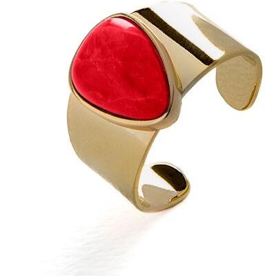 Luxenter Ring, Metalllegierung und Koralle, 18K vergoldet Rot Einheitsgröße Luxenter Ring, Metalllegierung und Koralle, 18K vergoldet Rot Einheitsgröße