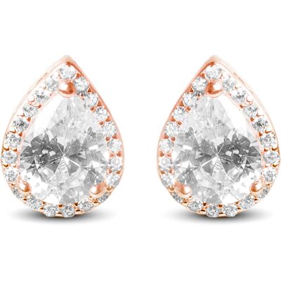 Luxenter Ohrringe, Theli aus 925er Sterlingsilber und glänzender Zirkonia mit 18K Roségold plattiert Weiß Einheitsgröße Luxenter Ohrringe, Theli aus 925er Sterlingsilber und glänzender Zirkonia mit 18K Roségold plattiert Weiß Einheitsgröße